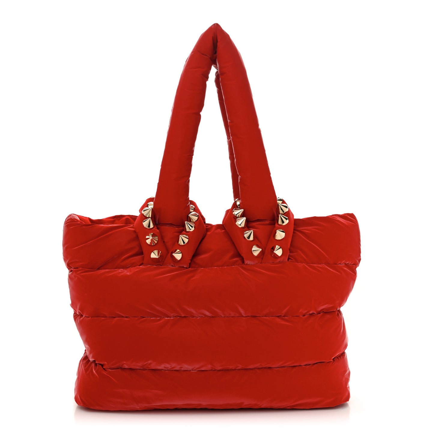 Nylon Padded Gloss Large Cabamoon Tote Red