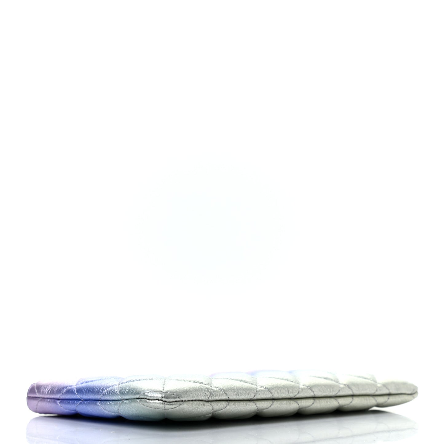 Gradient Metallic Calfskin Quilted Cosmetic Case Purple Blue Green