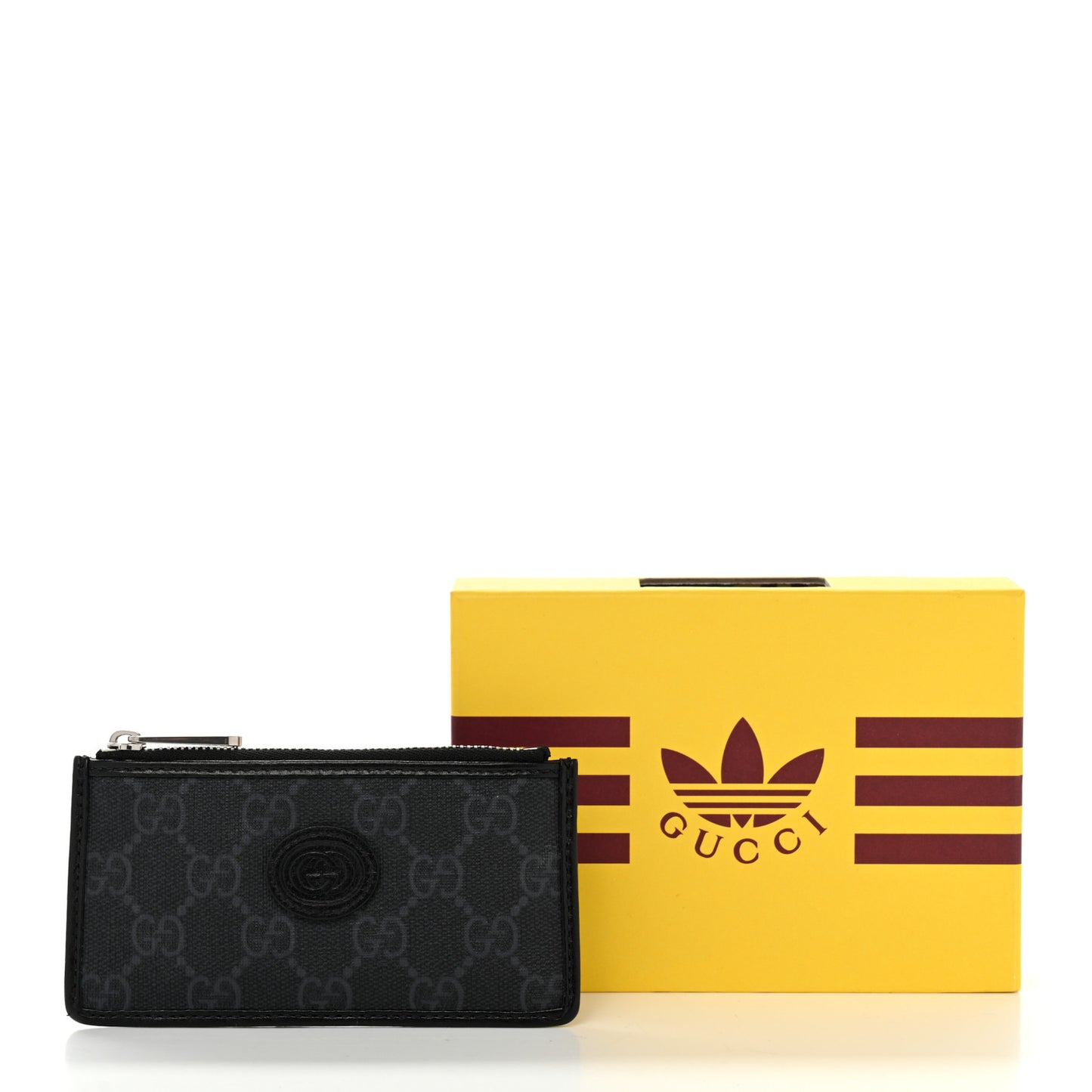 GG Supreme Monogram Azalea Calfskin Retro Interlocking G Coin Case Card Holder Black