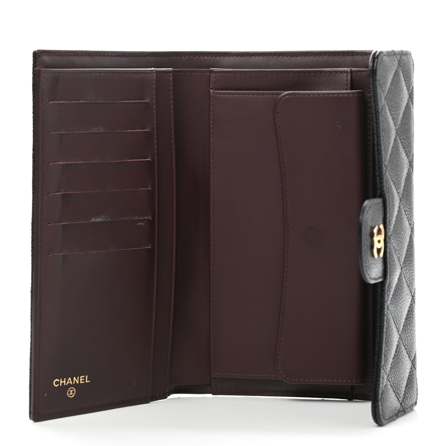 Caviar Quilted Large Flap Wallet Black