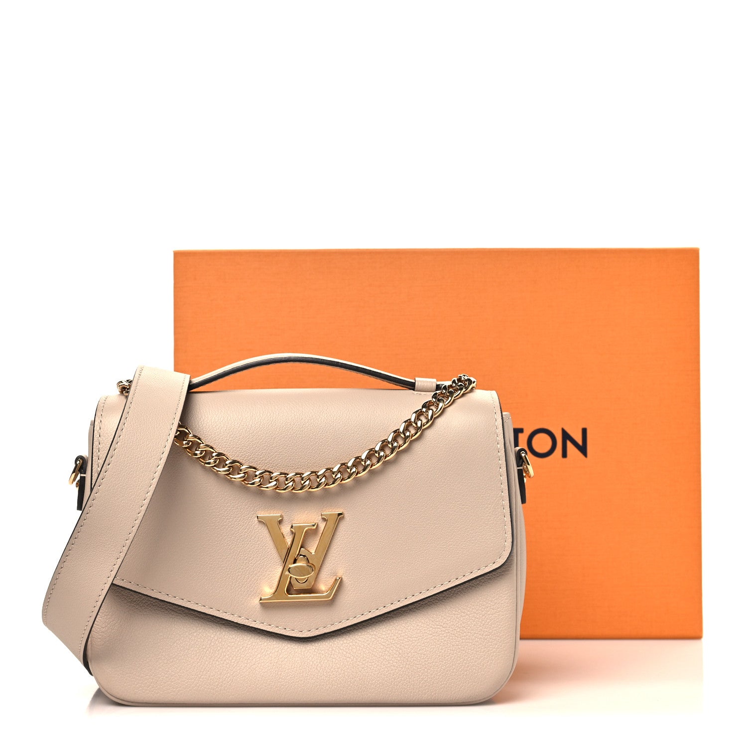 Louis Vuitton Grained Calfskin Lockme Oxford Greige 10 of 10