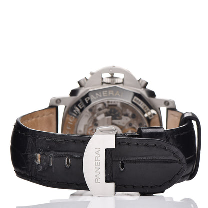 Panerai Stainless Steel Alligator 44mm Luminor Rattrapante 1950 Automatic Watch Black PAM00213 4 of 17