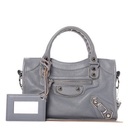 Balenciaga Chevre Silver Metallic Edge Hardware Mini City Bleu Acier 1 of 8