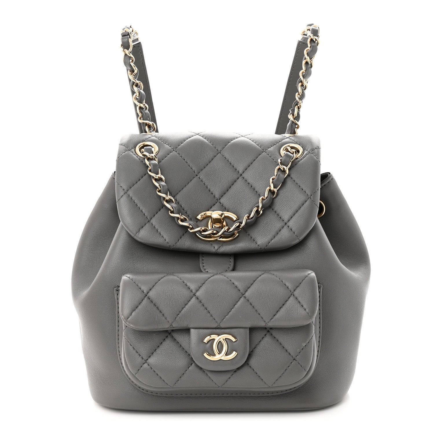 Chanel Lambskin Quilted Small Duma Drawstring Backpack Grey 1 of 11