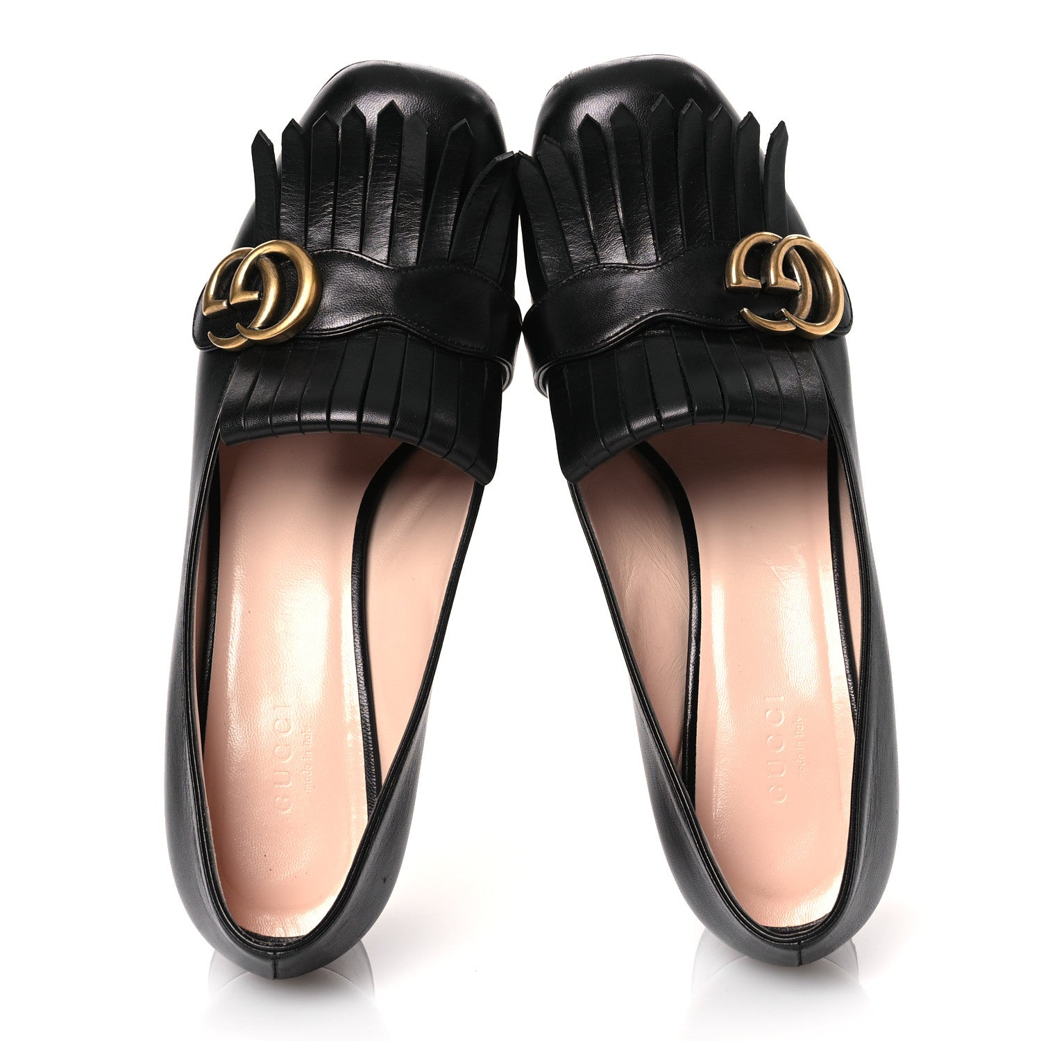 Gucci Malaga Kid GG Marmont Fringe 50mm Loafer Pumps 39.5 Black 2 of 14