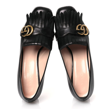 Gucci Malaga Kid GG Marmont Fringe 50mm Loafer Pumps 39.5 Black 2 of 14