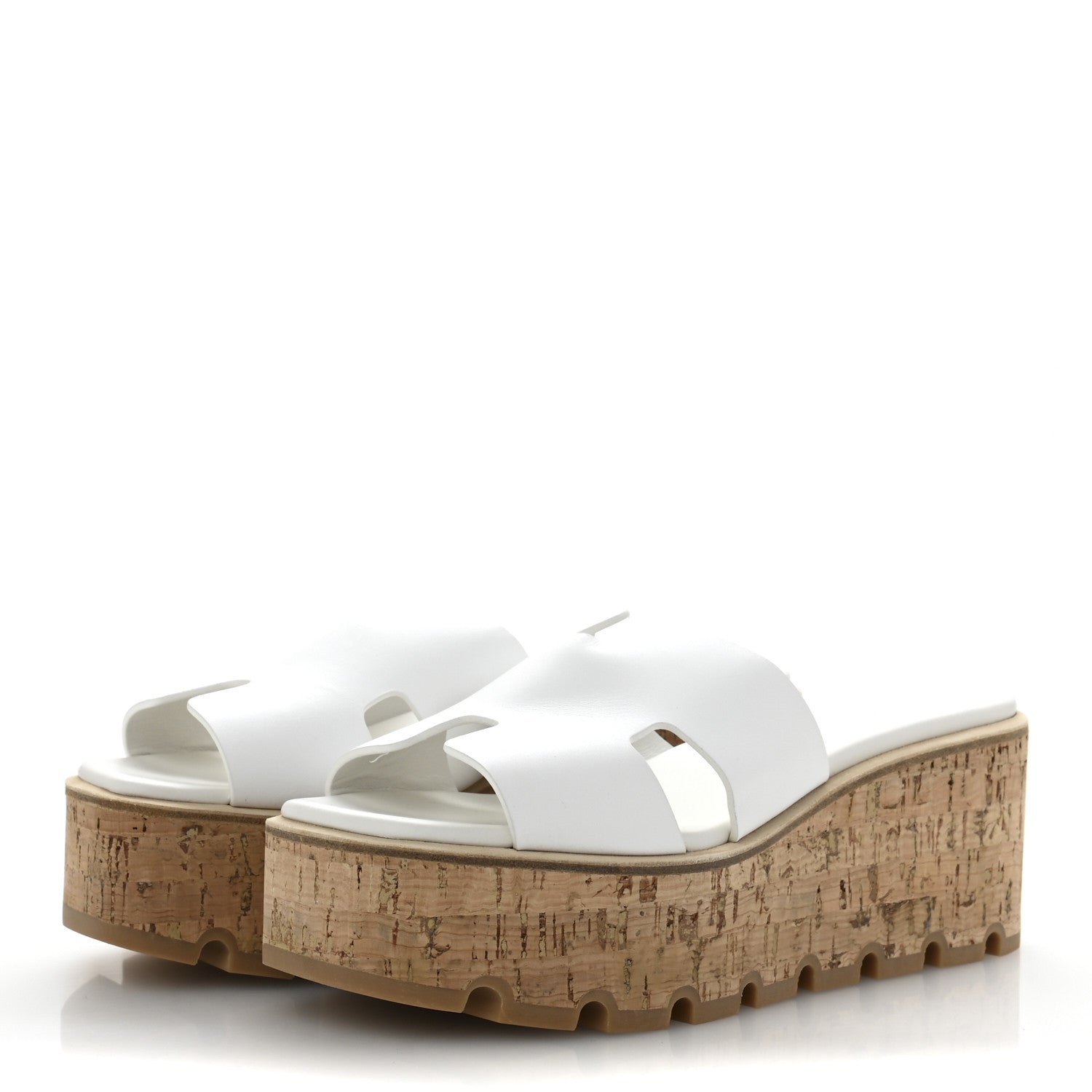 Hermes Calfskin Cork Eze 30 Sandals 37 White 4 of 9