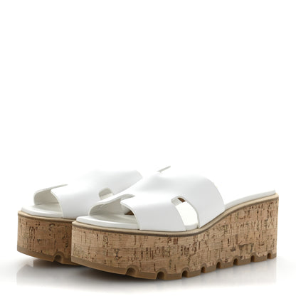 Hermes Calfskin Cork Eze 30 Sandals 37 White 4 of 9