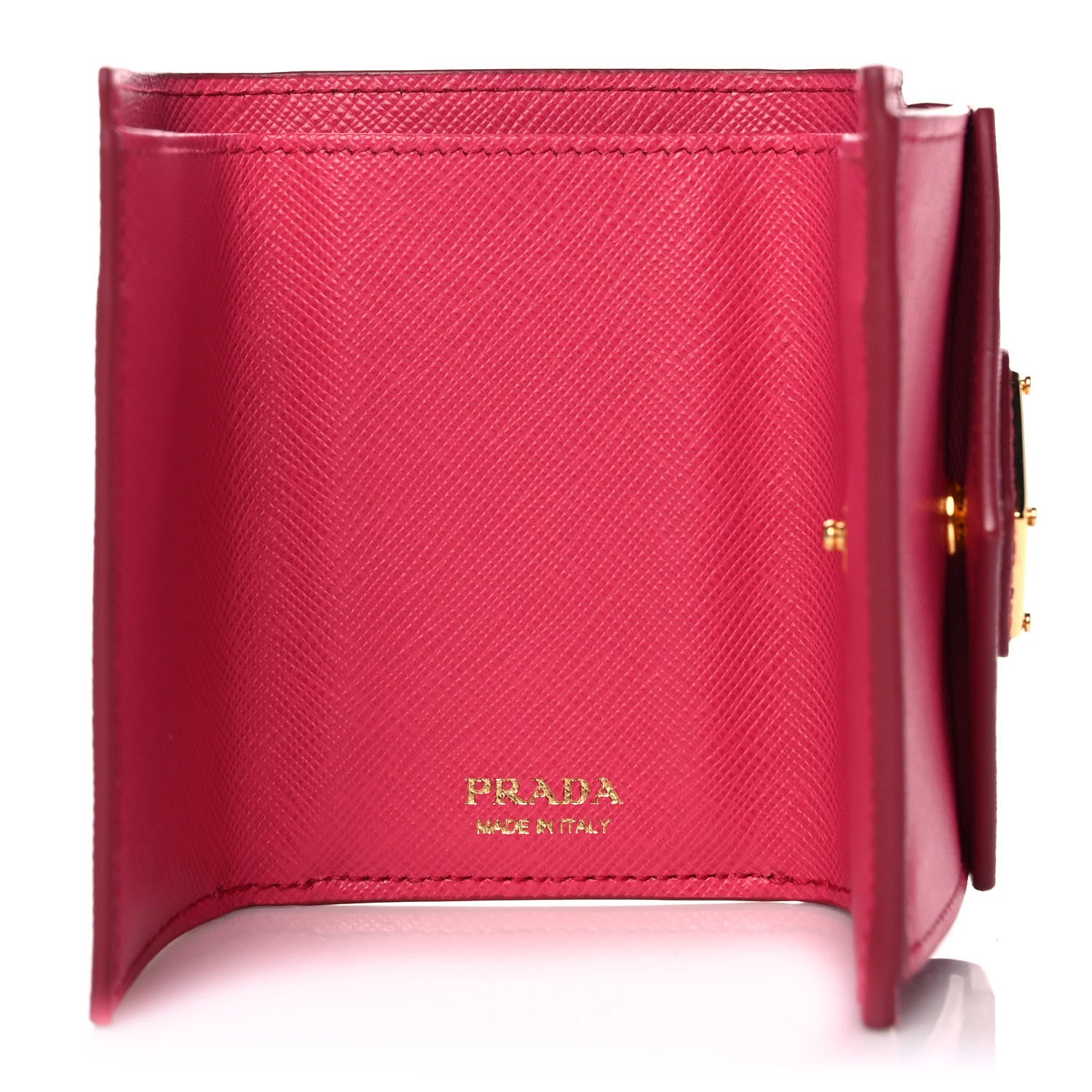 Prada Saffiano Small Tri-Fold Wallet Magenta 7 of 11