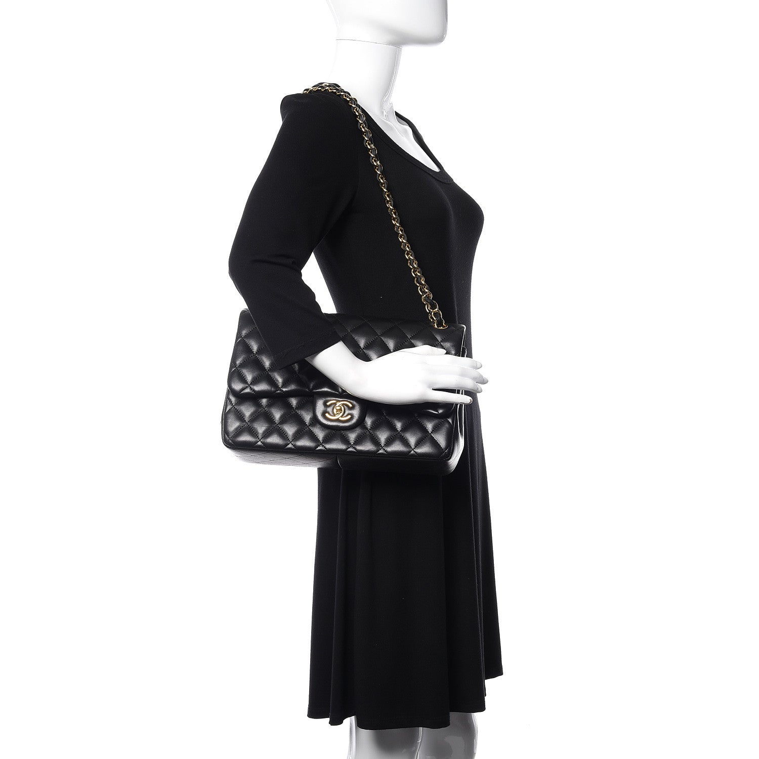 Chanel Lambskin Quilted Jumbo Double Flap Black 2 of 15