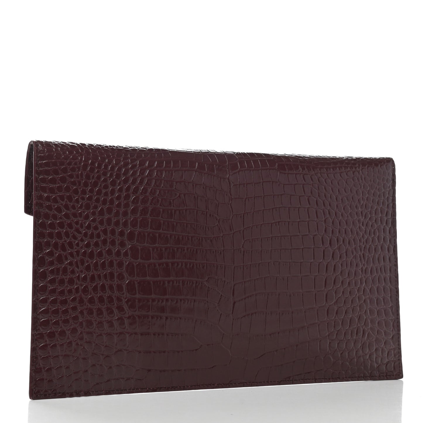 Calfskin Crocodile Embossed Uptown Monogram Clutch Rouge Legion