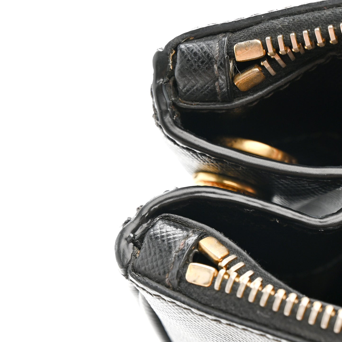 Saffiano Lux Medium Double Zip Black