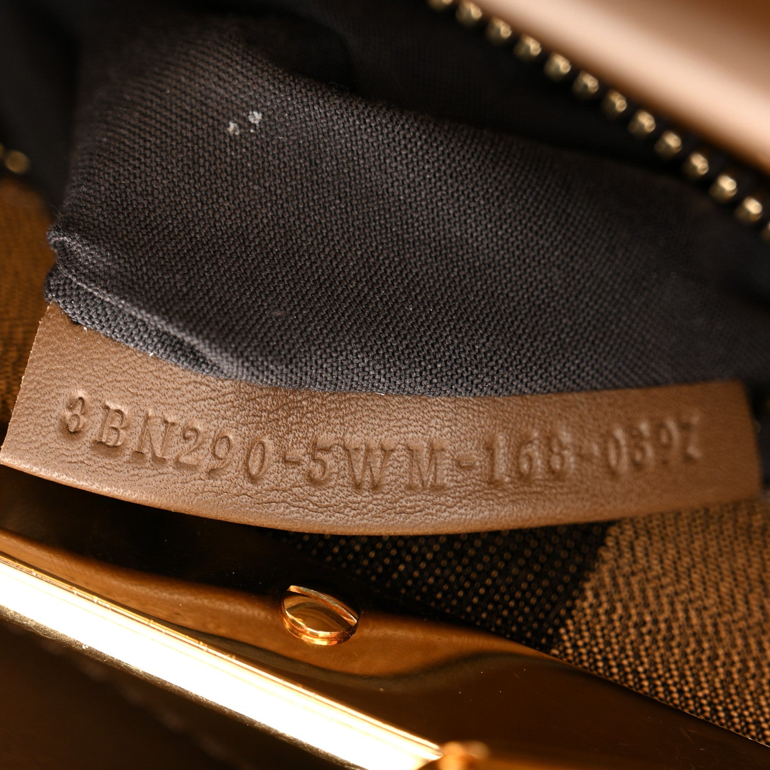 Fendi Vitello Seta Fabric Jacquard Pequin Medium Peekaboo Iconic Satchel Foresta Tobacco 8 of 11