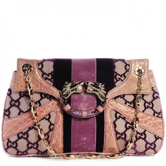 Monogram Tom Ford Crocodile Jeweled Dragon Flap Bag Purple