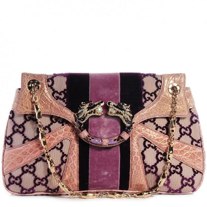 Gucci Monogram Tom Ford Crocodile Jeweled Dragon Flap Bag Purple 1 of 8