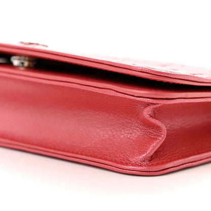 Chanel Goatskin Camellia Embossed Wallet On Chain WOC Pink 11 of 12