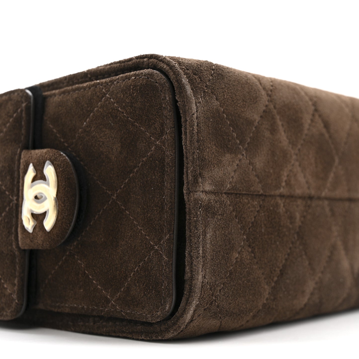 Suede Quilted Mini Chanel 25 Handbag Dark Brown