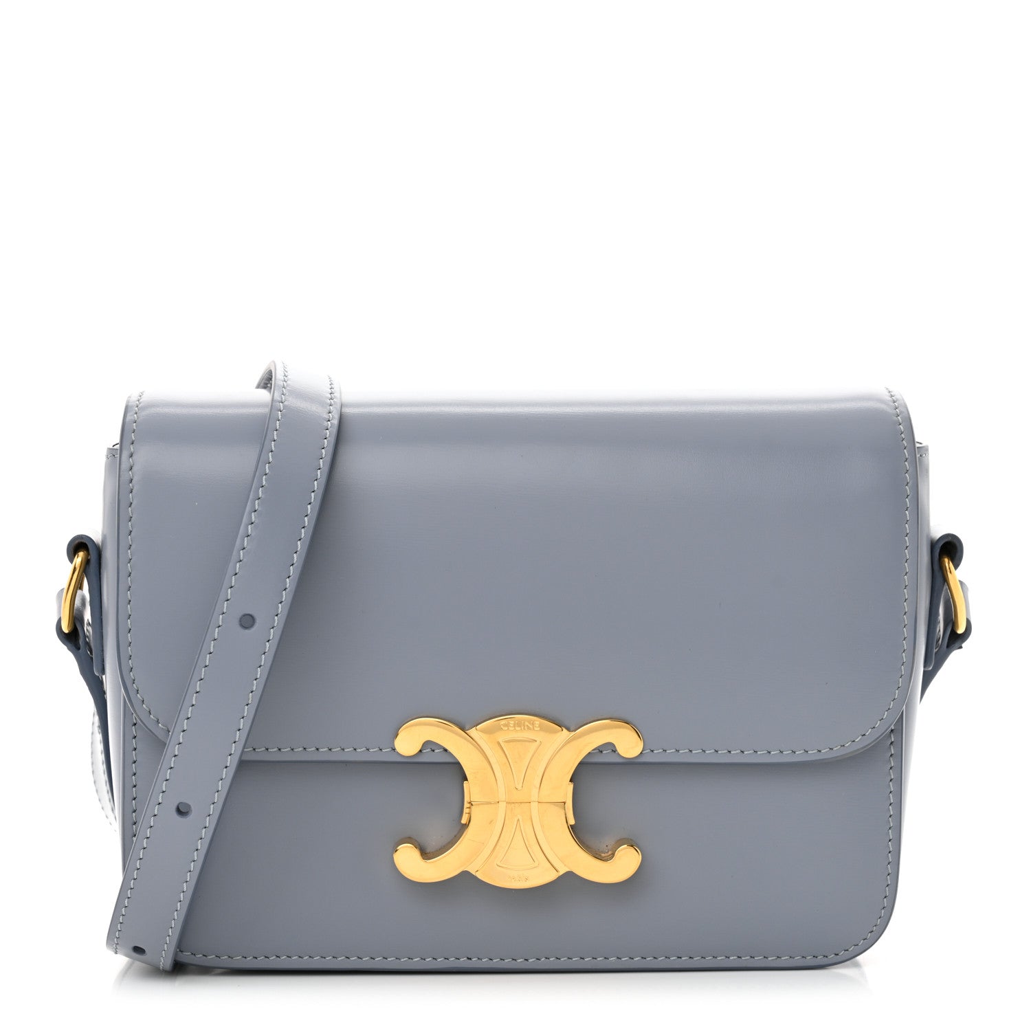 Celine Shiny Calfskin Teen Triomphe Pearl Blue 1 of 13
