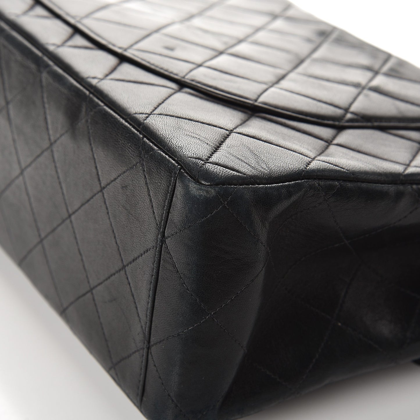 Lambskin Quilted XL Jumbo Single Flap Black