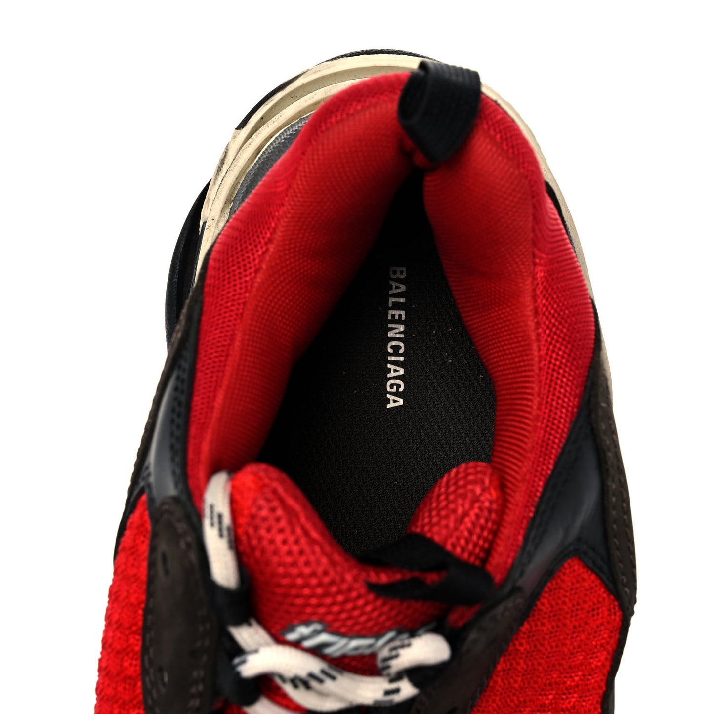 Fabric Mesh Mens Triple S Sneakers 41 Rouge Black