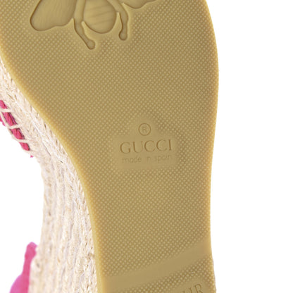 Gucci Cotton Crochet Pearly GG Ankle Wrap Platform Espadrille Wedges 36 Cyclamen Rose 11 of 12