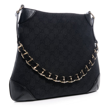 Gucci Denim Monogram Capri Chain Shoulder Bag Black 3 of 7