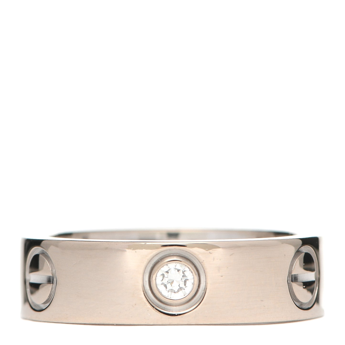 18K White Gold 3 Diamond 5.5mm LOVE Ring 52 6