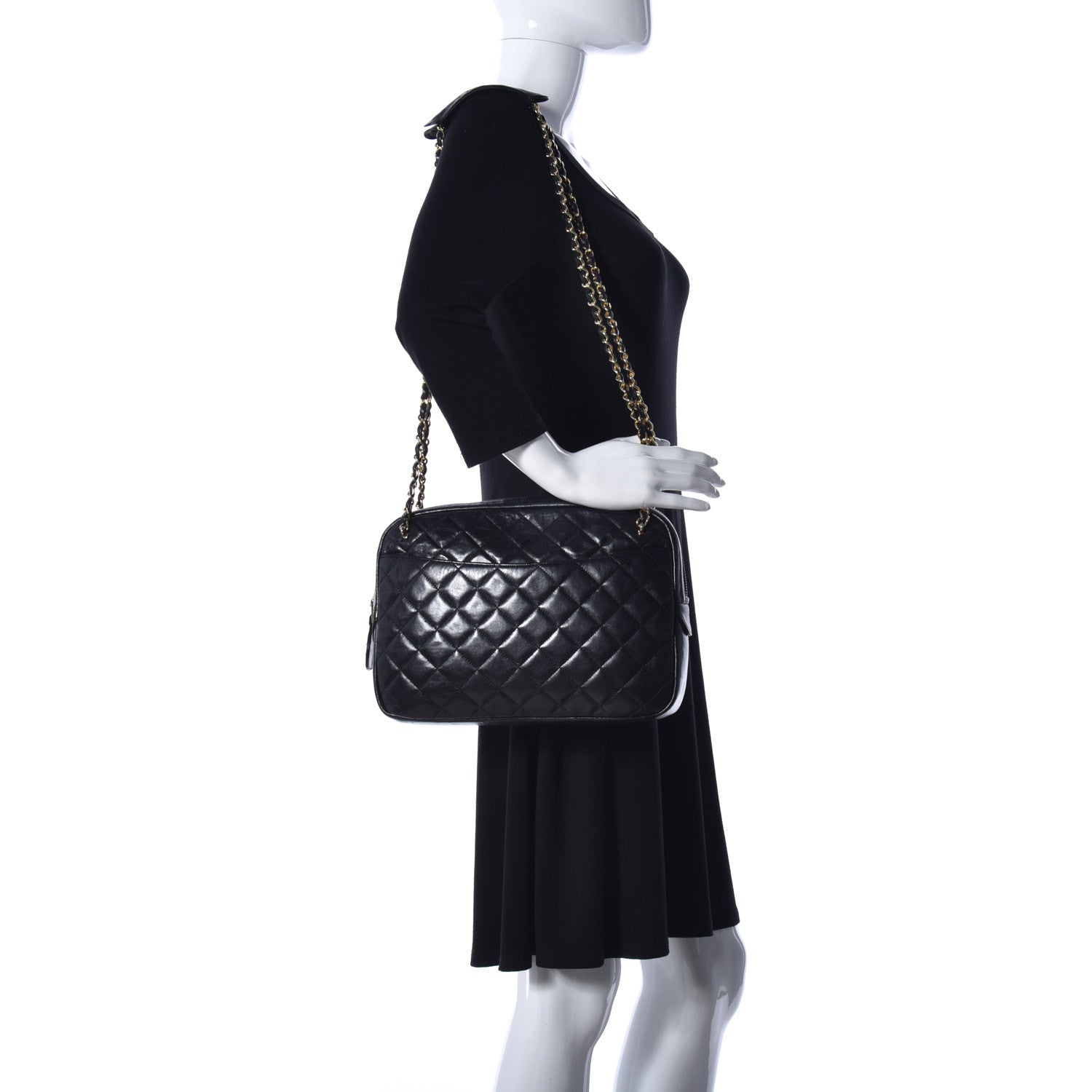 Chanel Lambskin Quilted Medium Camera Case Black 3 of 9
