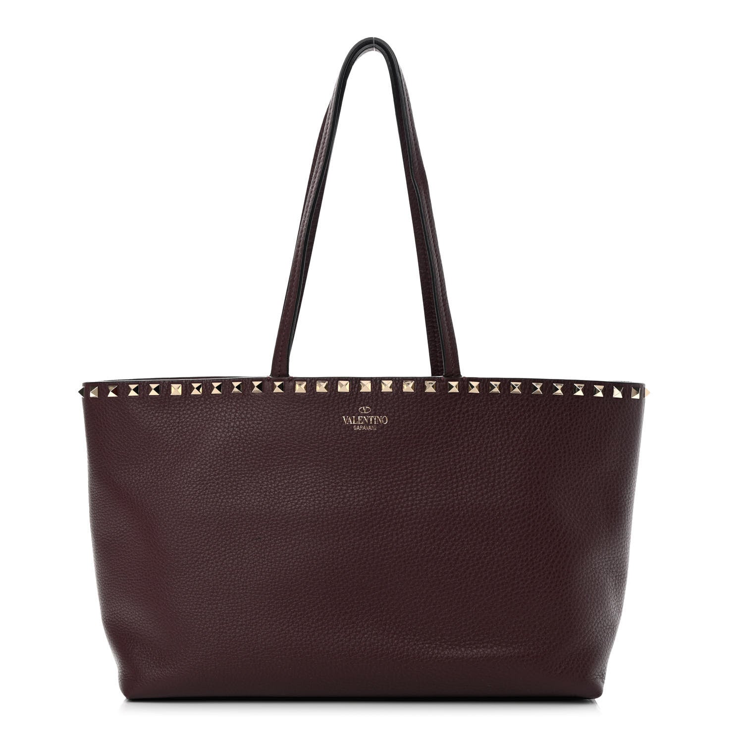 Valentino Garavani Grained Calfskin Small Rockstud Shoulder Tote Rubin 1 of 13