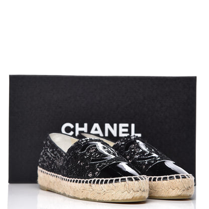 Chanel Patent Sequin CC Espadrilles 35 Black 10 of 10