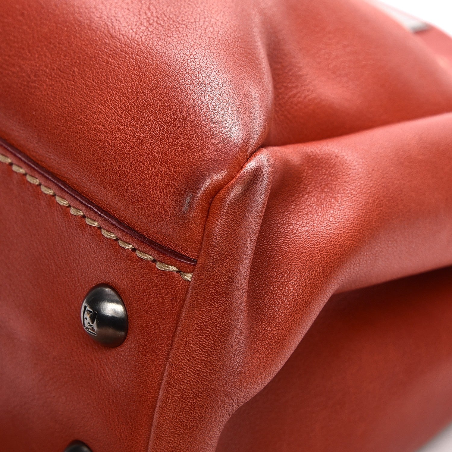 Fendi Vitello Saddle Cuoio Romano Selleria Medium Peekaboo Iconic Satchel Sienna Melon Moro 16 of 16