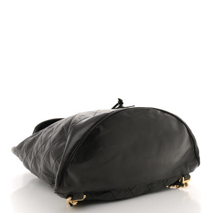 Chanel Lambskin Quilted Drawstring Backpack Black 4 of 11