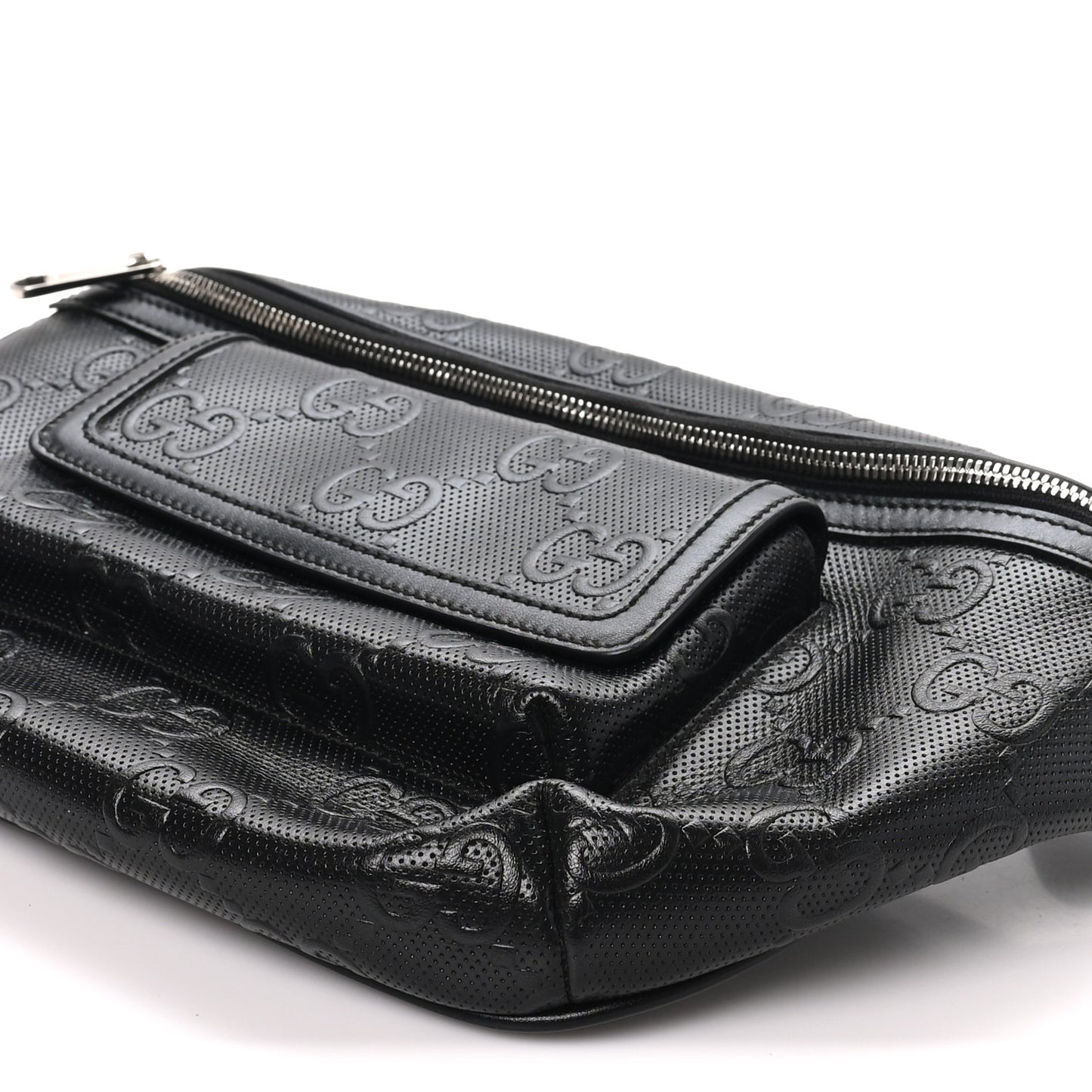 Calfskin GG Tennis Embossed Pocket Belt Bag Black