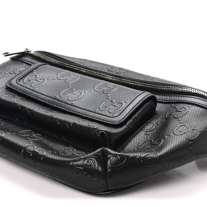 Gucci Calfskin GG Tennis Embossed Pocket Belt Bag Black 9 of 9