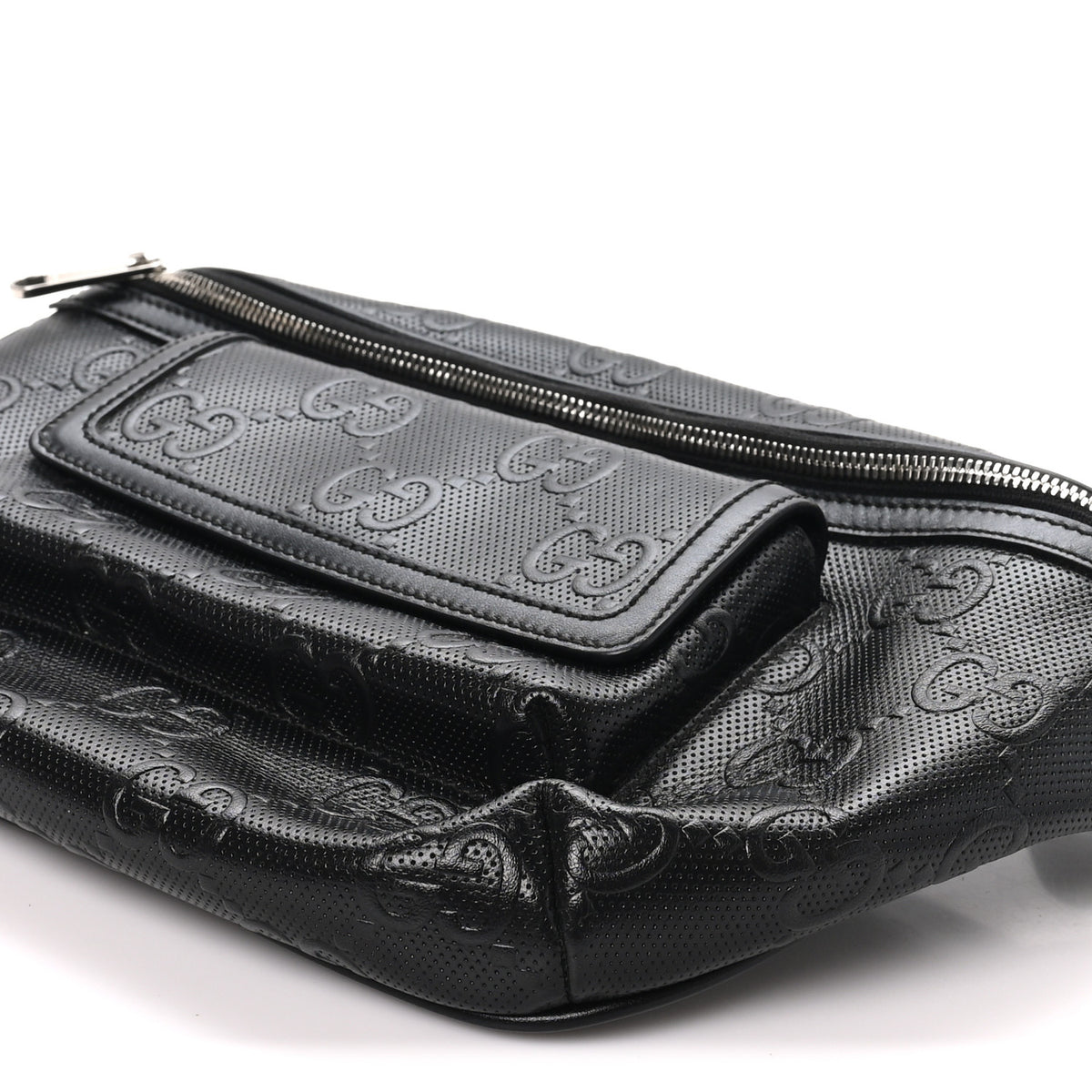 Gucci Calfskin GG Tennis Embossed Pocket Belt Bag Black 10 of 10