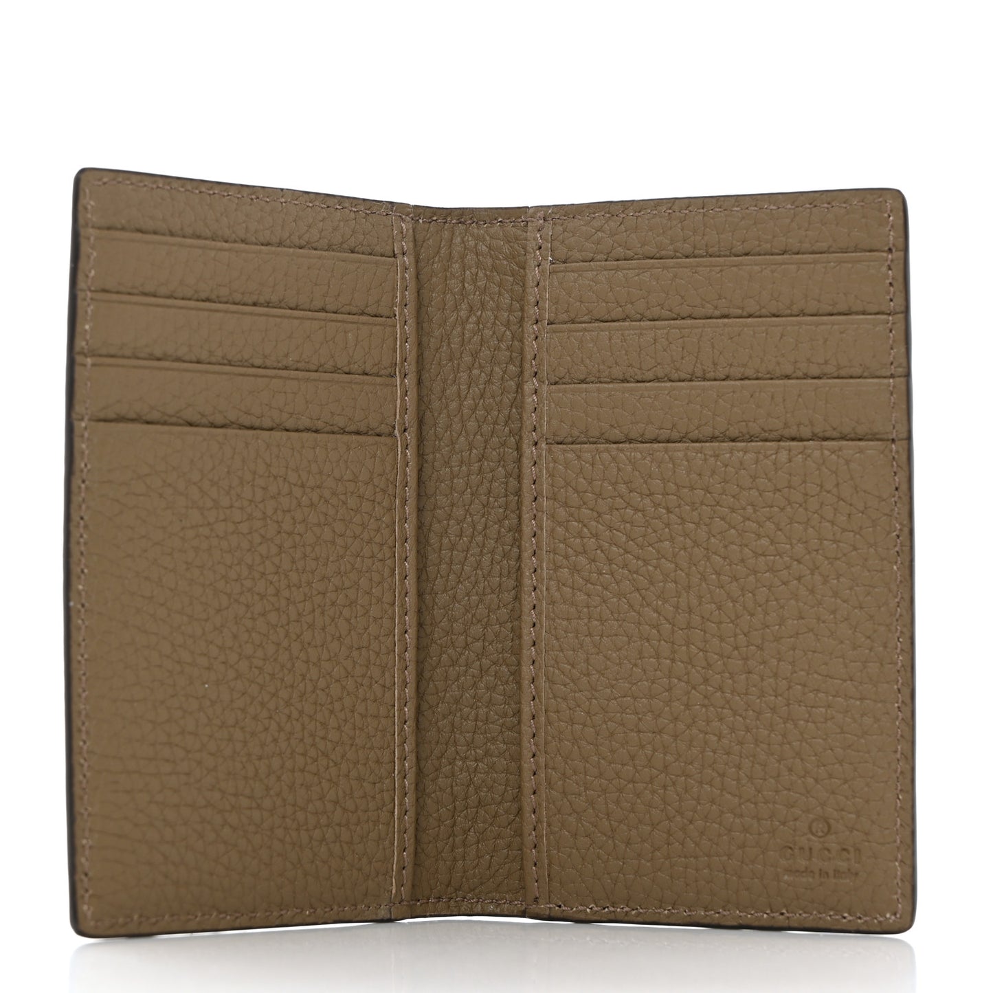 Piuma Calfskin Jumbo GG Embossed Card Case Taupe