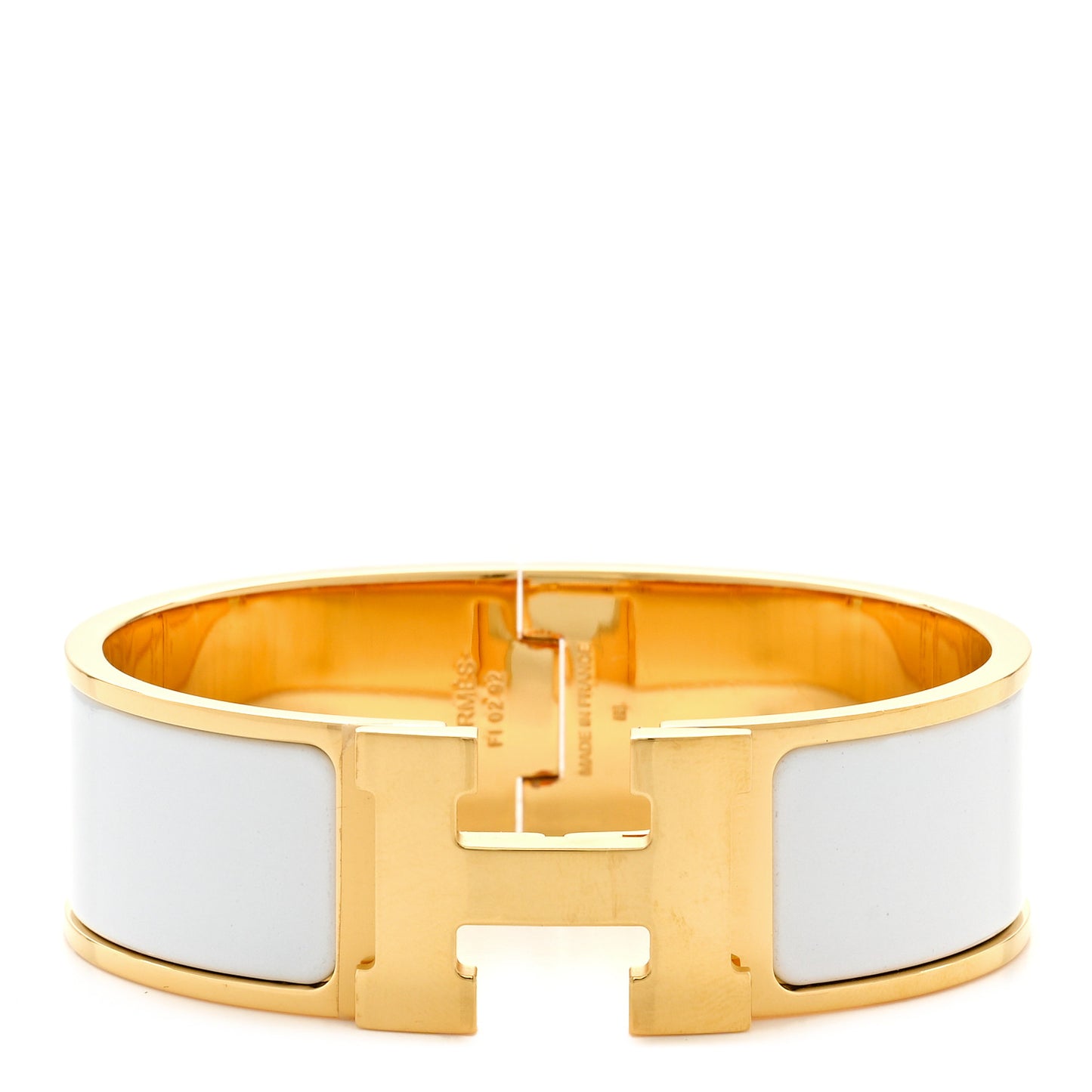 Enamel Wide Clic Clac H Bracelet GM White