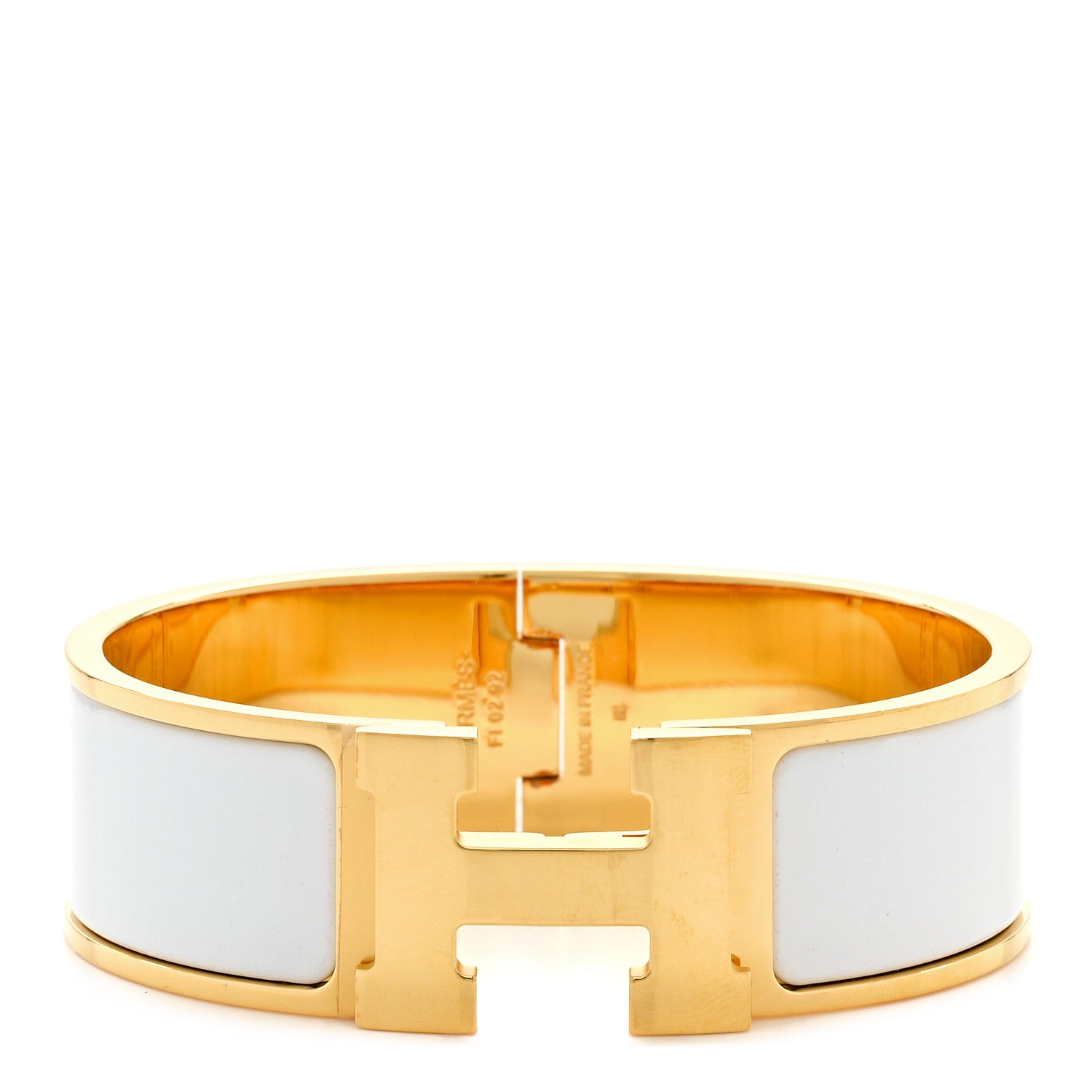 Hermes Enamel Wide Clic Clac H Bracelet GM White 1 of 7
