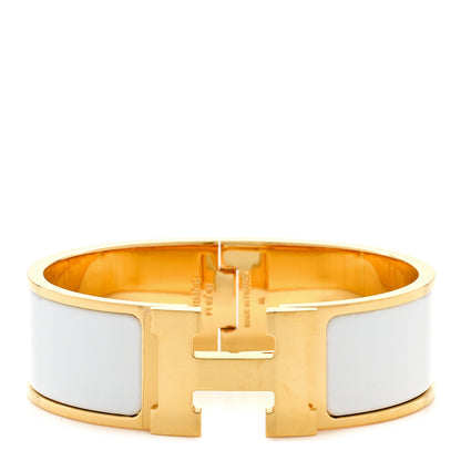 Hermes Enamel Wide Clic Clac H Bracelet GM White 1 of 7