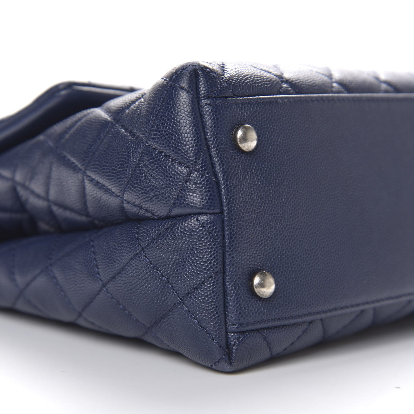 Caviar Lizard Quilted Medium Coco Handle Flap Navy