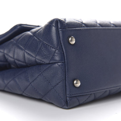 Chanel Caviar Lizard Quilted Medium Coco Handle Flap Navy 5 of 11
