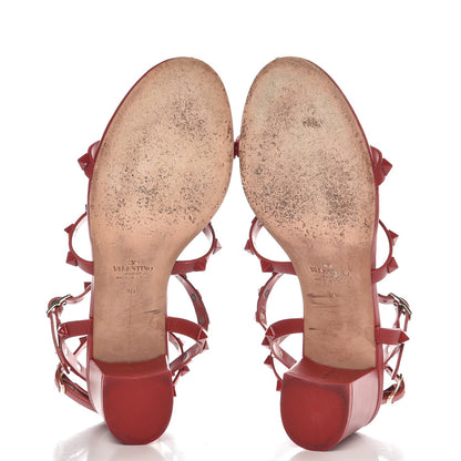 Valentino Garavani Calfskin Lacquered Monochrome Rockstud 60mm City Sandals 38 Rosso Valentino 5 of 11