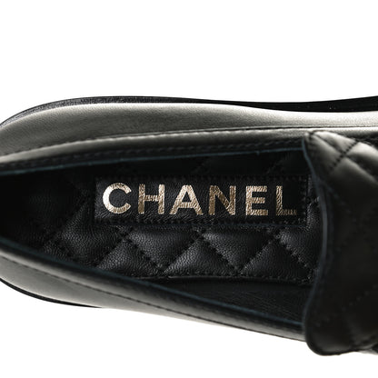 Chanel Lambskin Pearl Crystal Quilted CC Logo Jewelry Loafers 38 Black 9 of 11