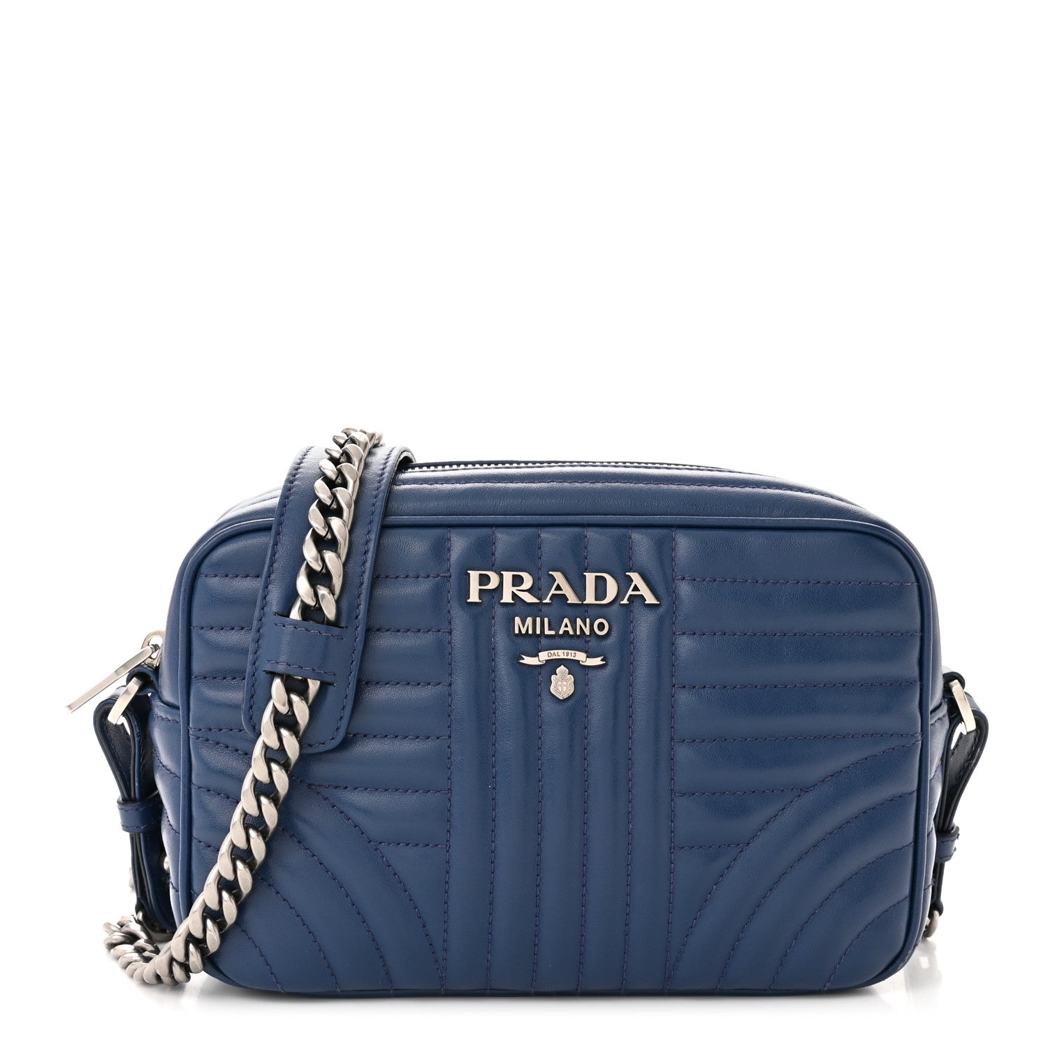 Prada Soft Calfskin Diagramme Crossbody Bag Bleuette 1 of 13