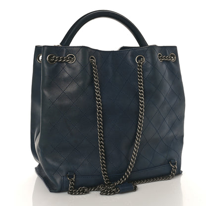 Chanel Calfskin Stitched Large Urban Luxury Drawstring Backpack Navy Blue 3 of 18