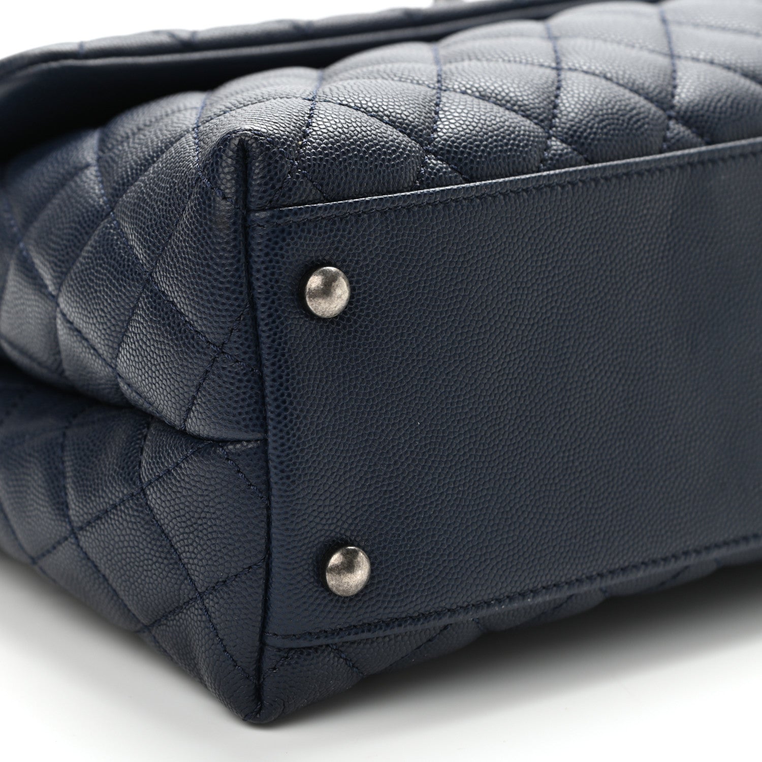 Chanel Caviar Lizard Quilted Medium Coco Handle Flap Navy 5 of 10
