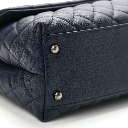 Chanel Caviar Lizard Quilted Medium Coco Handle Flap Navy 5 of 10