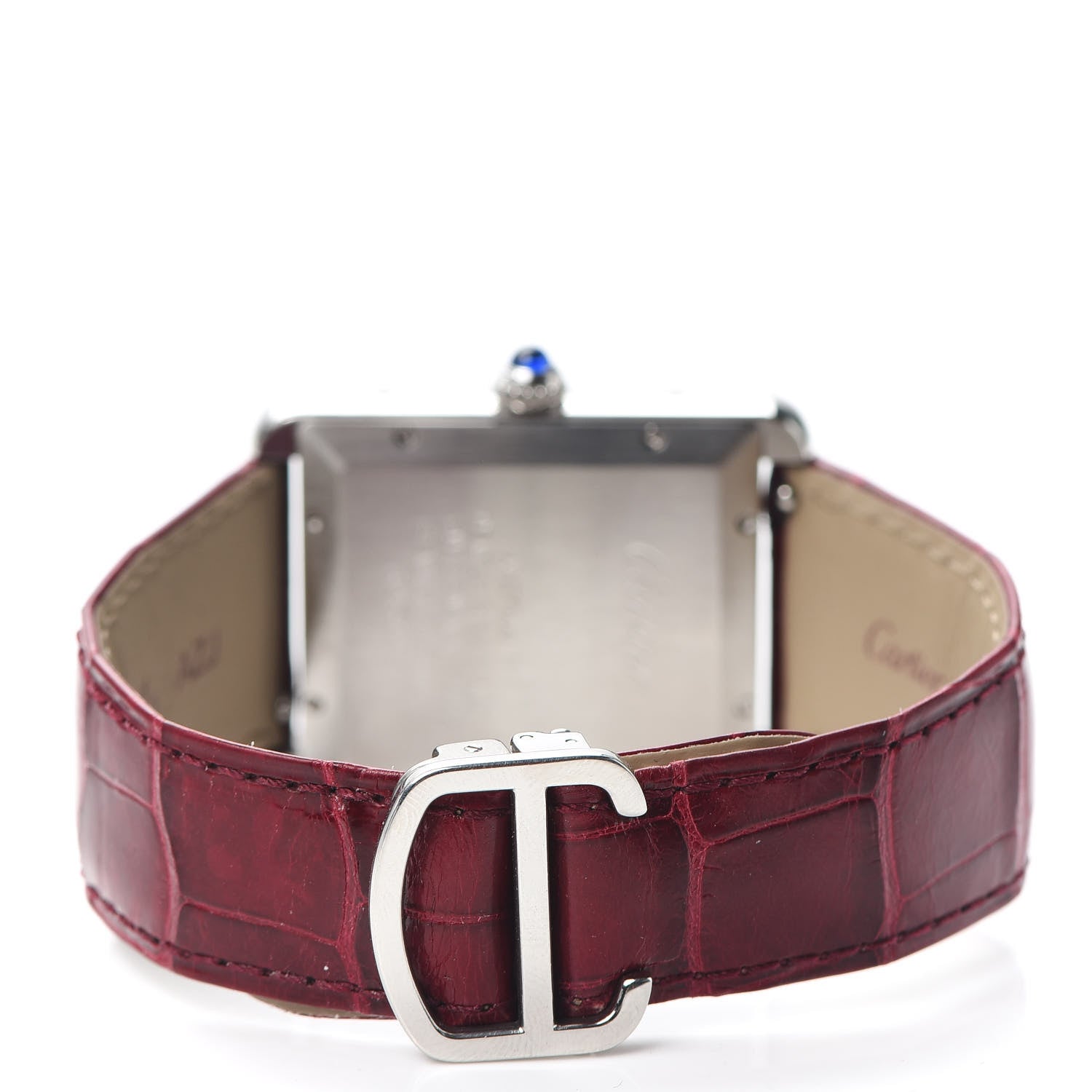 Cartier Stainless Steel Alligator 31mm Tank Solo Automatic Watch Red 3 of 6