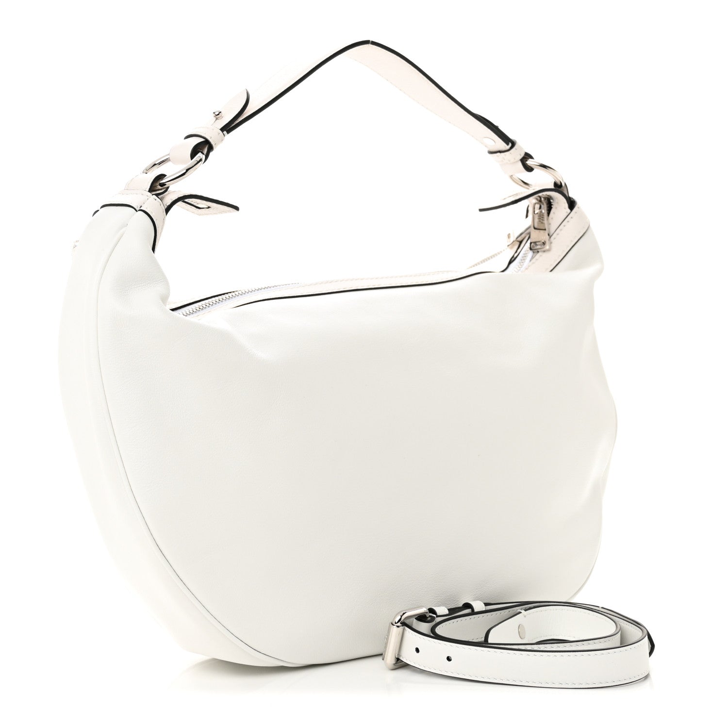 Versace Calfskin Medium Repeat Zip Hobo Optical White 3 of 9
