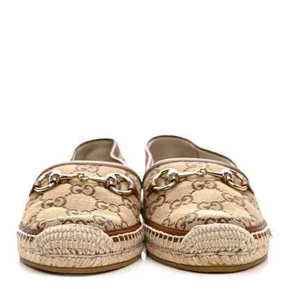 Gucci GG Supreme Monogram Horsebit Espadrilles 38 Camel Ebony Sundial 3 of 10
